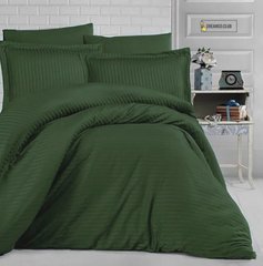 Комплект постельного белья сатин страйп двуспальный зеленый, Зелёный, 180х215