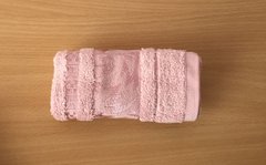 Полотенце махровое 30х50 гладкокрашеное бордюр Молнии розовое, 30х50