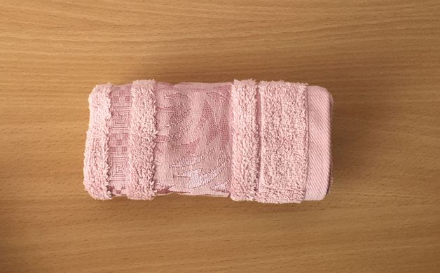 Полотенце махровое 30х50 гладкокрашеное бордюр Молнии розовое, Розовый, 30х50