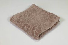 Рушник махровий 50х90 жакард Квіти, Коричневий, 50х90