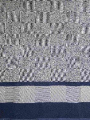 Рушник махровий 70х140 жакардовий пістрявотканний Шахи синьо сірі, Синій, 70х140