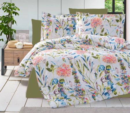 Комплект постельного белья европейский ранфорс Цветочный сад, Европейский, 2х70х70