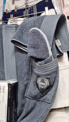 Набор для сауны мужской (юбка р. 50 - 54 +тапки + полотенце) серый, Серый