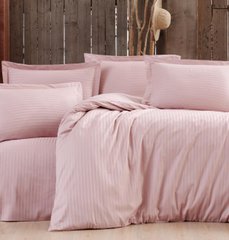 Комплект постельного белья сатин страйп двуспальный темно розовый, Розовый, Двуспальный, 2х70х70