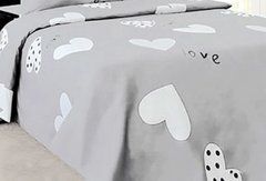 Простирадло європейське 220х240 бязь Love, Сірий, 220х240