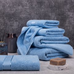Полотенце махровое 40х70 гладкокрашенное Тео голубое, Голубой, 40х70