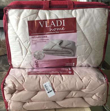 Одеяло стеганое чистая шерсть двуспальное (зима) светло розовая, 170х210
