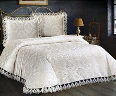 Покривало жакардове Milano 240х260, наволочки 60х80 Damask, Молочний, 240х260, 2х60х80