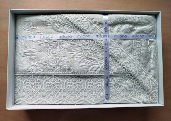Покривало жакардове Milano 240х260, наволочки 60х80 Damask, Молочний, 240х260, 2х60х80