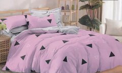 Комплект постельного белья сатин полуторный Треугольники на розовом, Розовый, Полуторный, 2х70х70
