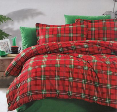 Комплект постельного белья полуторный ранфорс Клетка, Красный, Полуторный, 2х70х70