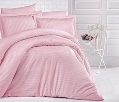 Комплект постельного белья сатин страйп европейский розовый