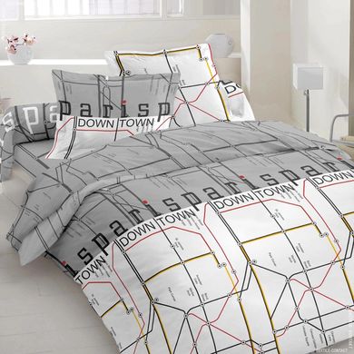Комплект постельного белья двуспальный бязь GOLD LUX Карта, Серый, Двуспальный, 2х50х70