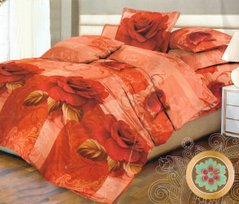 Комплект постільної білизни бязь європейський Троянди, Червоний, Европейський, 2х70х70