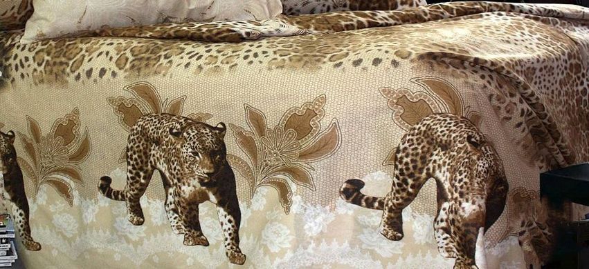 Простынь полуторная Леопард, Коричневый, 150х215