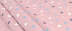 Комплект постільної білизни сатин полуторний Сердечка кольорові (1 нав. 50х70), Рожевий, Полуторний, 1х50х70
