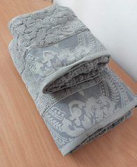 Набір махрових рушників 50х90, 70х140 жакард Pupilla Квіти, Сірий, 50х90, 70х140