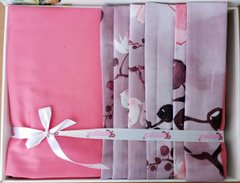 Комплект постельного белья сатин семейный Орхидеи, Розовый, Семейный, 2х50х70