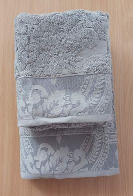 Набір махрових рушників 50х90, 70х140 жакард Pupilla Квіти, Сірий, 50х90, 70х140