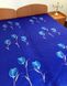Простынь полуторная сатин Люкс Тюльпаны голубые 150х215, 143х215