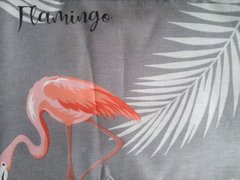 Простынь полуторная Фламинго на сером, Серый, 143х215