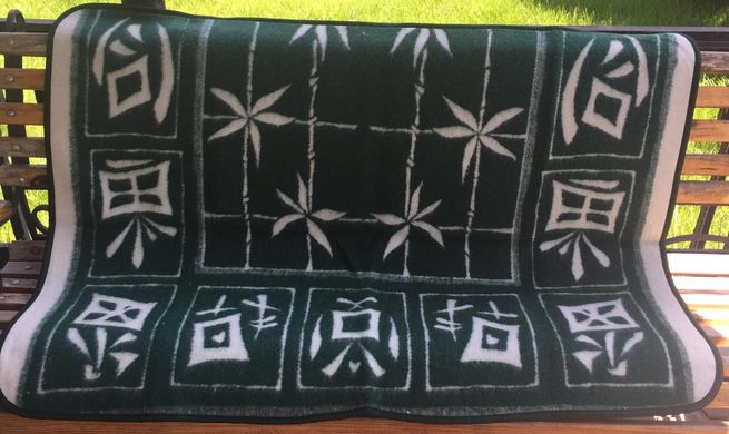 Одеяло жаккардовое детское Иероглифы 100х140, Зелёный, 100х140