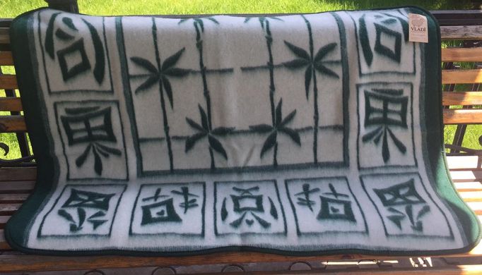 Одеяло жаккардовое детское Иероглифы 100х140, Зелёный, 100х140